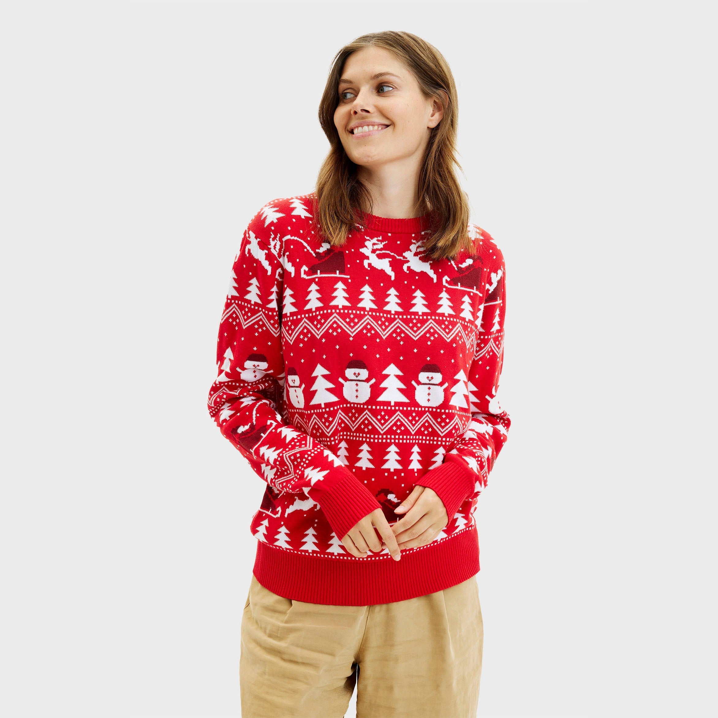 Der Stilvolle Weihnachtspullover rot - Damen.